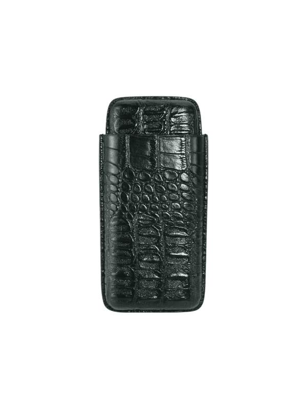 Travel Cigar Case with cutter Black Crocodile PU Leather1 crop 1 914x1214 1